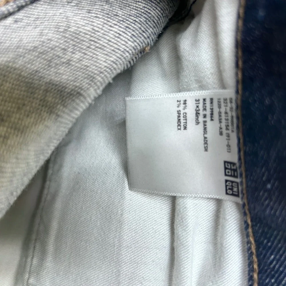 UNIQLO Jeans Kaihara Fabric Slim Straight‎ Low Rise Men's Dark Blue Denim